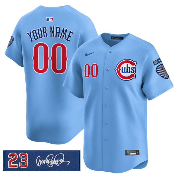 Men's Chicago Cubs Active Player Custom Blue 'Ryne Sandberg Tribute' Vapor Limited V3 Stitched Baseball Jersey Men's Chicago Cubs Active Player Custom Blue 'Ryne Sandberg Tribute' Vapor Limited V3 Stitched Baseball Jersey